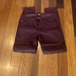 Hudson Krista Ankle Super Skinny Jeans Red Wine Waxed Stretch Tag Size 28